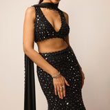 Black Fishcut Lehenga Set