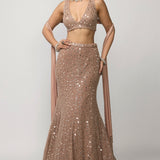 Bronze Rosé Fishcut Lehenga Set