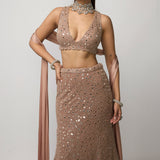 Bronze Rosé Fishcut Lehenga Set