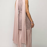 Ash Pink Satin Sharara Set