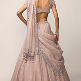 Ash Pink Embroidered Lehenga Set
