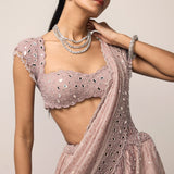 Ash Pink Embroidered Lehenga Set