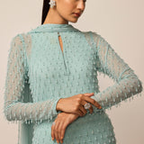 Powder Blue Pearl Drop Kurta Set