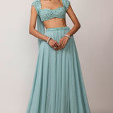 Powder Blue Geogette Skirt Set