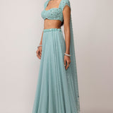 Powder Blue Geogette Skirt Set