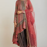 Charcoal Grey Asymmetrical Kurta Set