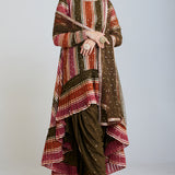Olive Green Round Neck Asymmetrical Kurta Set