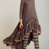 Charcoal Grey Asymmetrical Kurta Pant Set
