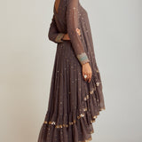 Charcoal Grey Asymmetrical Kurta Pant Set