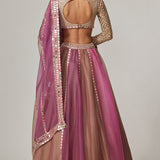 Mud Mauve Lehenga with V-Neck Blouse