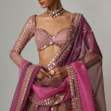 Mud Mauve Lehenga with Full Sleeve Blouse