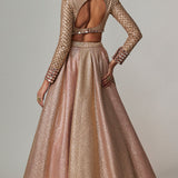 Deep Beige Lehenga Set with Crop Top