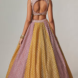 Mustard Multicolour Crop Top Lehenga Set