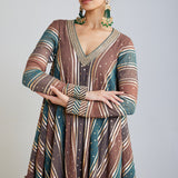 Mud Green Cheeta A Line Dhoti Kurta Set