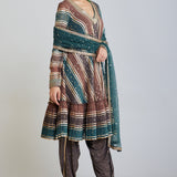 Mud Green V Neck A Line Dhoti Kurta Set