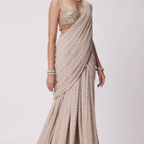 Light Beige Pre Draped Saree