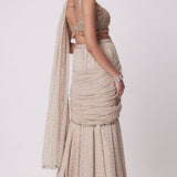 Light Beige Pre Draped Saree