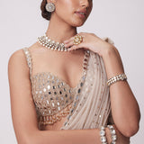 Light Beige Pre Draped Saree