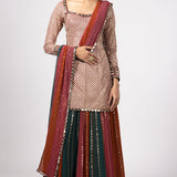 Jade Green Kurta Lehenga Pants Set
