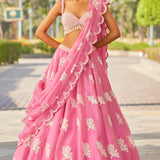 Pink Flower Lehenga Set