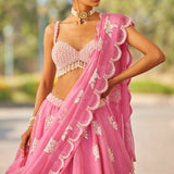 Pink Flower Lehenga Set