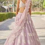 Powder Lilac Flower Lehenga Set