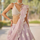 Powder Lilac Flower Lehenga Set