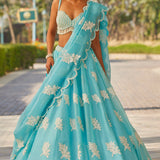 Blue Flower Lehenga Set