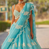 Blue Flower Lehenga Set