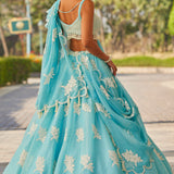 Blue Flower Lehenga Set