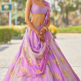 Mauve Multicolor Flower Lehenga Set