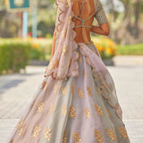 Powder Grey Flower Lehenga Set