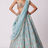 Powder Blue Organza Sequin Lehenga Set