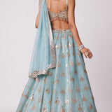 Powder Blue Organza Sequin Lehenga Set