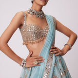 Powder Blue Organza Sequin Lehenga Set