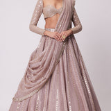 Ash Pink Sequins And Mirror Lehenga Set