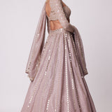 Ash Pink Sequins And Mirror Lehenga Set