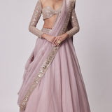 Ash Pink Organza Lehenga Set