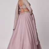 Ash Pink Organza Lehenga Set