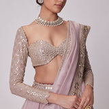 Ash Pink Organza Lehenga Set