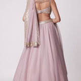 Ash Pink Mirror Embroidered Lehenga Set