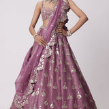 Mud Mauve Sequin Embroidered Lehenga Set