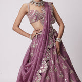 Mud Mauve Sequin Embroidered Lehenga Set