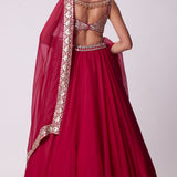 Crimson Red Organza Lehenga Set