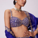 Persian Blue Linear Mirror Lehenga Set