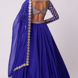 Persian Blue Hand Embroidered Lehenga Set