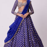 Persian Blue Mirror Embroidered Lehenga Set