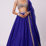Persian Blue Organza Lehenga Set