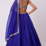 Persian Blue Organza Lehenga Set