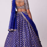 Persian Blue Mirror Embroidered Lehenga Set